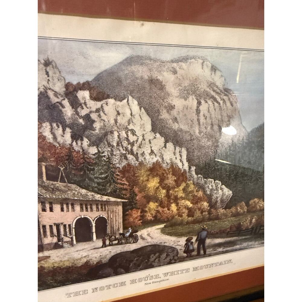 Vintage Lithograph "The Notch House, White Mountain, New Hampshire" 16.75X13.75" - Picture 3 of 9